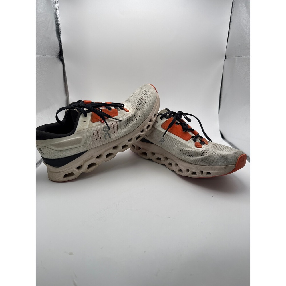 On Running Cloudmonster Undyed-White Flame Orange Sneakers Womens 11 61.99023